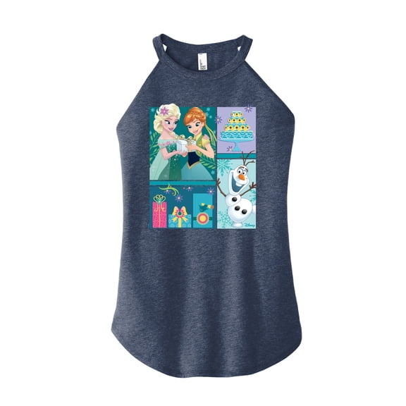 Disney Frozen - Elsa, Olaf & Anna Birthday Celebration - Juniors High Neck Tank Top