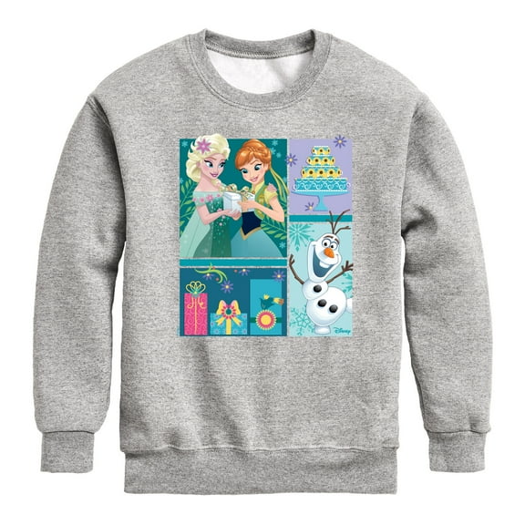Disney Frozen - Elsa, Olaf & Anna Birthday Celebration - Toddler & Youth Crewneck Fleece Sweatshirt