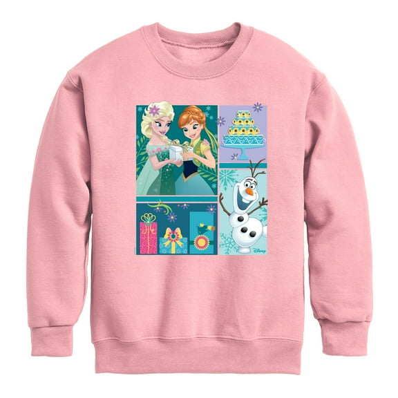 Disney Frozen - Elsa, Olaf & Anna Birthday Celebration - Toddler & Youth Crewneck Fleece Sweatshirt