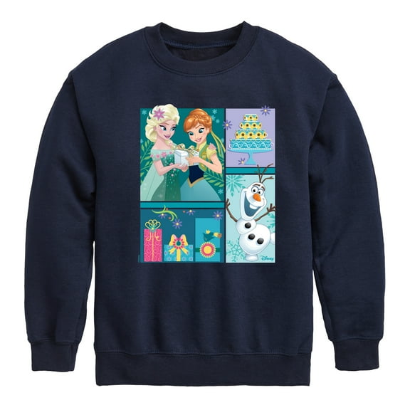Disney Frozen - Elsa, Olaf & Anna Birthday Celebration - Toddler & Youth Crewneck Fleece Sweatshirt