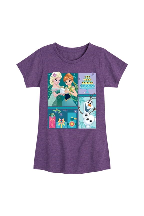 Frozen - Elsa, Olaf & Anna Birthday Celebration - Toddler & Youth Girls Short Sleeve Graphic T-Shirt