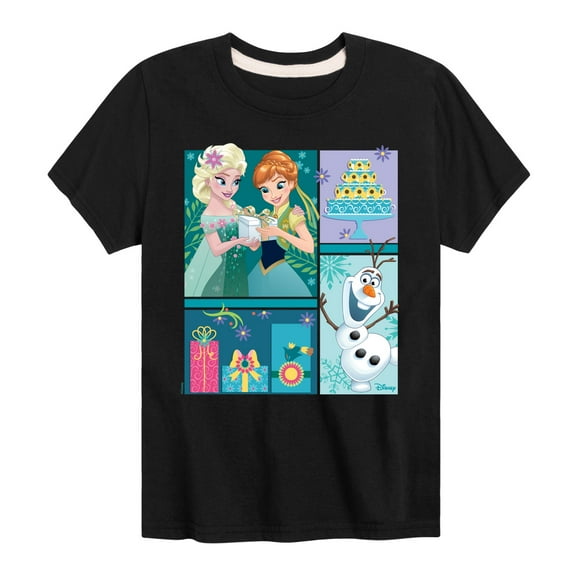 Disney Frozen - Elsa, Olaf & Anna Birthday Celebration - Toddler & Youth Short Sleeve Graphic T-Shirt