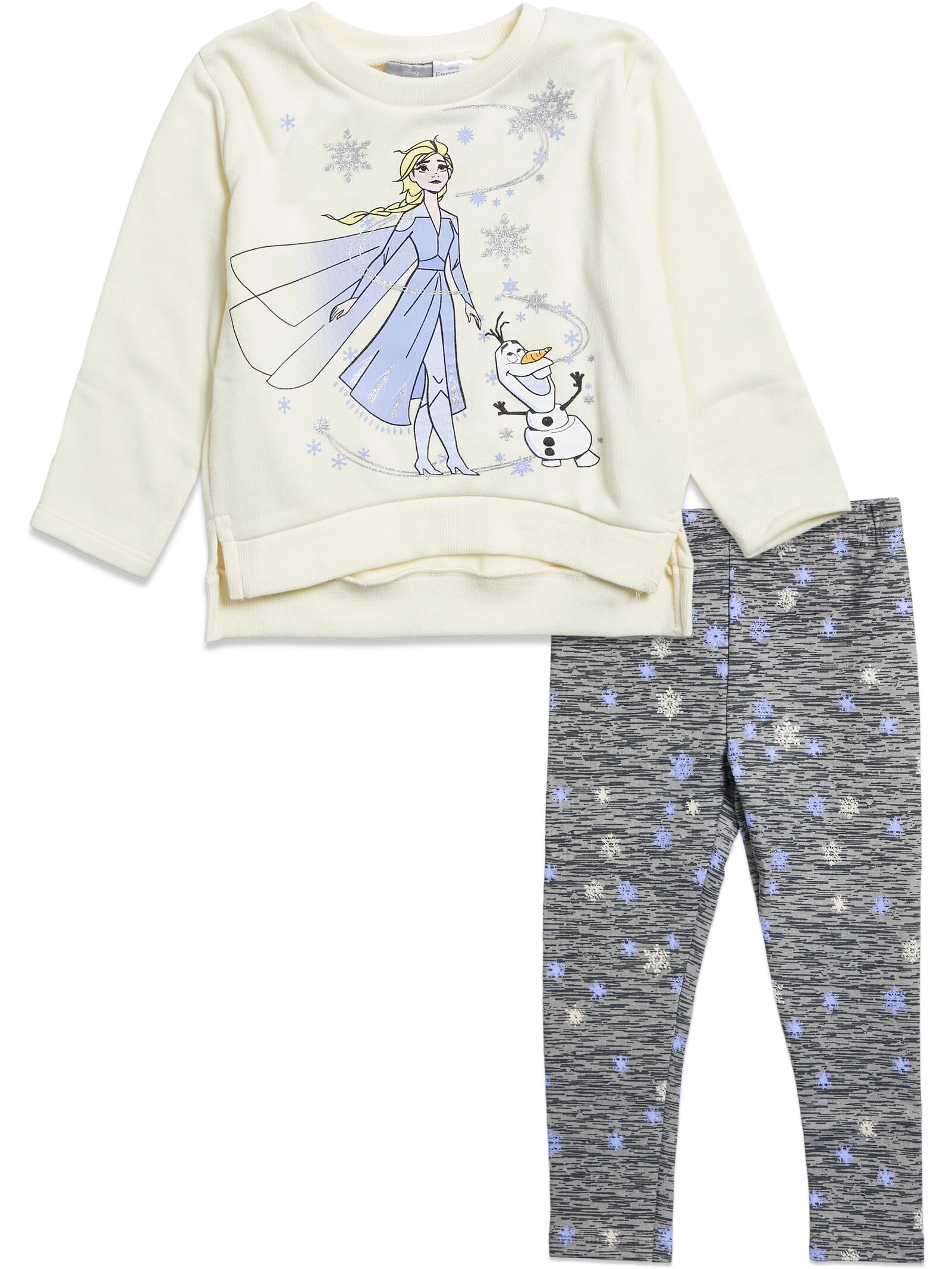 Girls Disney Frozen Blue T-Shirt Elsa Peplum Set Leggings 8 Long Fleece Big Sleeve