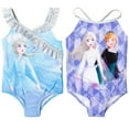thumbnail image 1 of Disney Frozen Elsa Princess Anna Big Girls 2 Pack Crossover One Piece Bathing Suits Toddler to Big Kid, 1 of 5
