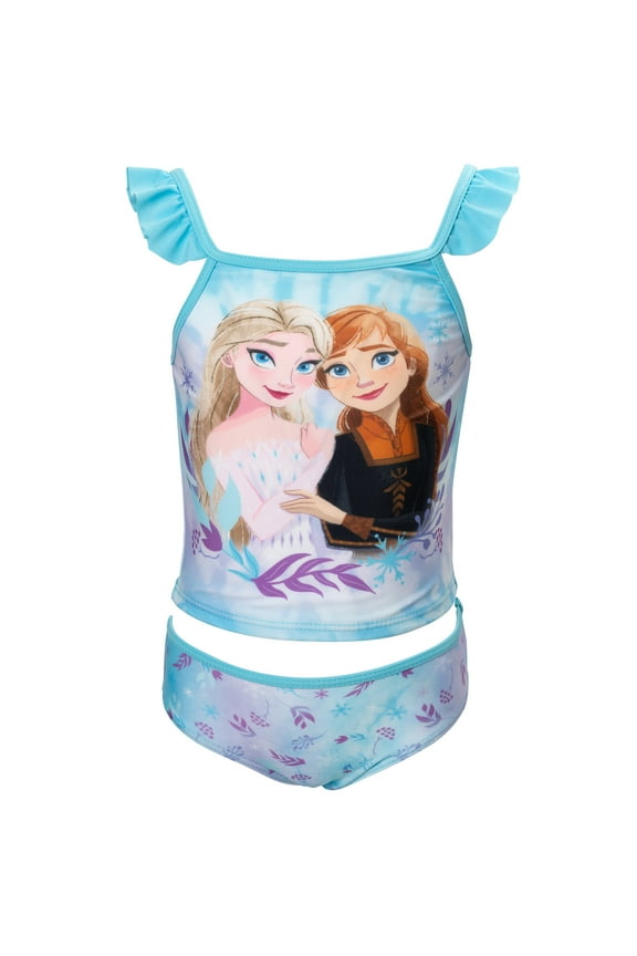 Frozen Elsa Princess Anna Little Girls Tankini Pullover Top and Bikini Bottom Swim Set Little Kid