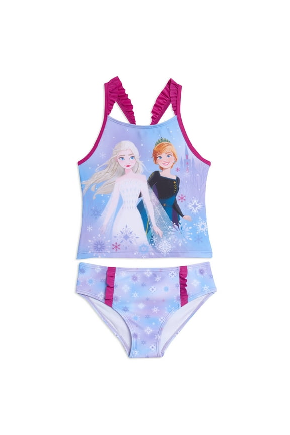 Frozen Elsa Princess Anna Little Girls Tankini Top and Bikini Bottom Swim Set Toddler to Big Kid
