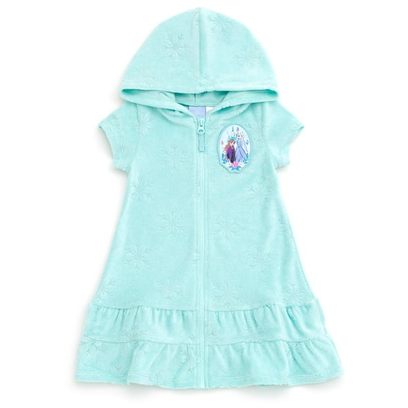 Disney Frozen Elsa Princess Anna Loop Terry Cloth Hooded Zip Up Swim Cover Up Toddler to Little Kid