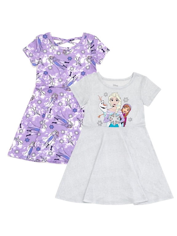 Frozen Elsa Princess Anna Olaf 2 Pack Skater Dresses Toddler to Big Kid