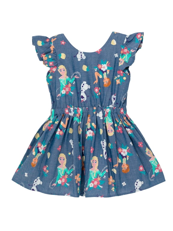 Frozen Elsa Princess Anna Olaf Chambray Dress Toddler to Big Kid
