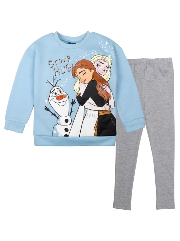 Frozen Little Girls' 2-Piece Sweatshirt and Leggings Set Blue Grey