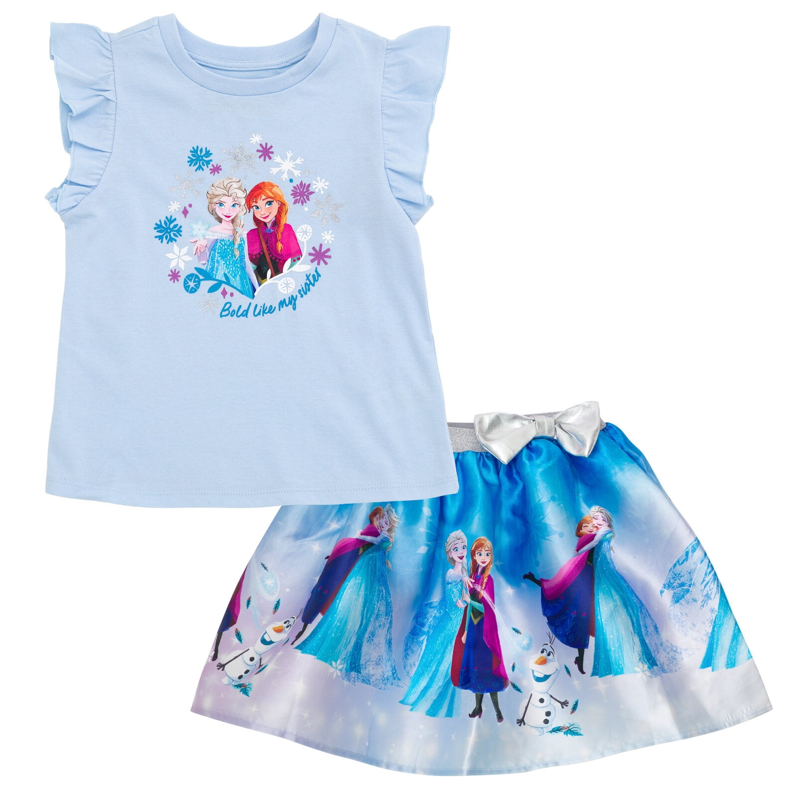 Disney Frozen Elsa Princess Anna Tank Top and Satin Skirt Toddler to Big Kid