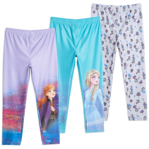 Disney Frozen Elsa Princess Anna Toddler Girls 3 Pack Leggings Toddler to Big Kid