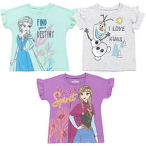 Disney Frozen Elsa Princess Anna Toddler Girls 3 Pack T-Shirts Toddler to Big Kid