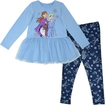 Disney Frozen Elsa Princess Anna Toddler Girls Peplum T-Shirt and Leggings Outfit Set Infant to Little Kid