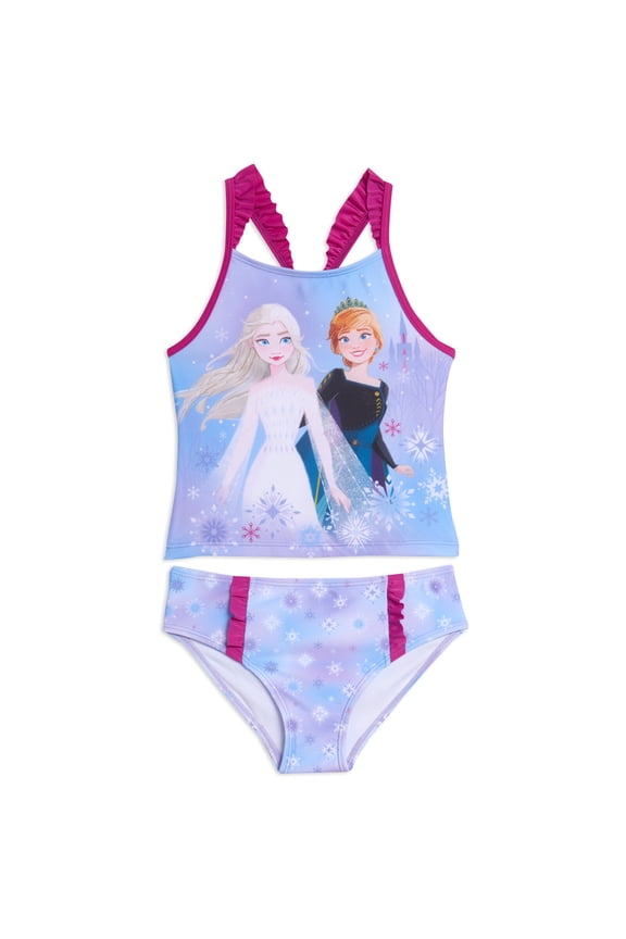 Frozen Elsa Princess Anna Toddler Girls Tankini Top and Bikini Bottom Swim Set Toddler to Big Kid