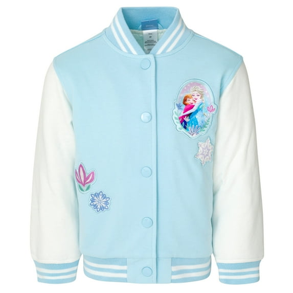 Disney Frozen Elsa Princess Anna Toddler Girls Varsity Bomber Jacket Blue 3T