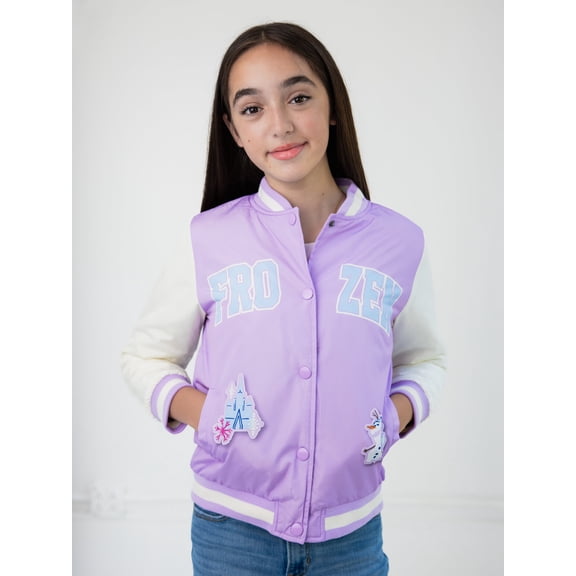 Disney Frozen Elsa Princess Anna Varsity Bomber Jacket Toddler to Little Kid