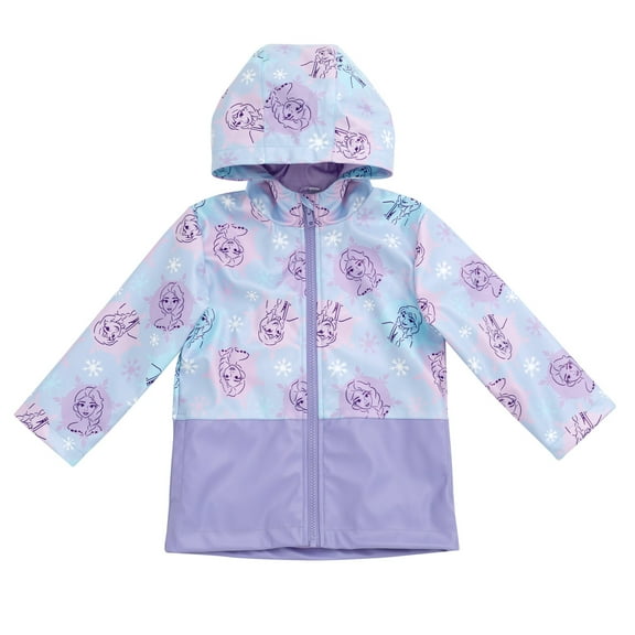 Disney Frozen Elsa Princess Anna Zip Up Waterproof Rain Jacket Toddler to Little Kid