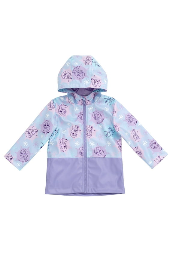 Frozen Elsa Princess Anna Zip Up Waterproof Rain Jacket Toddler to Little Kid