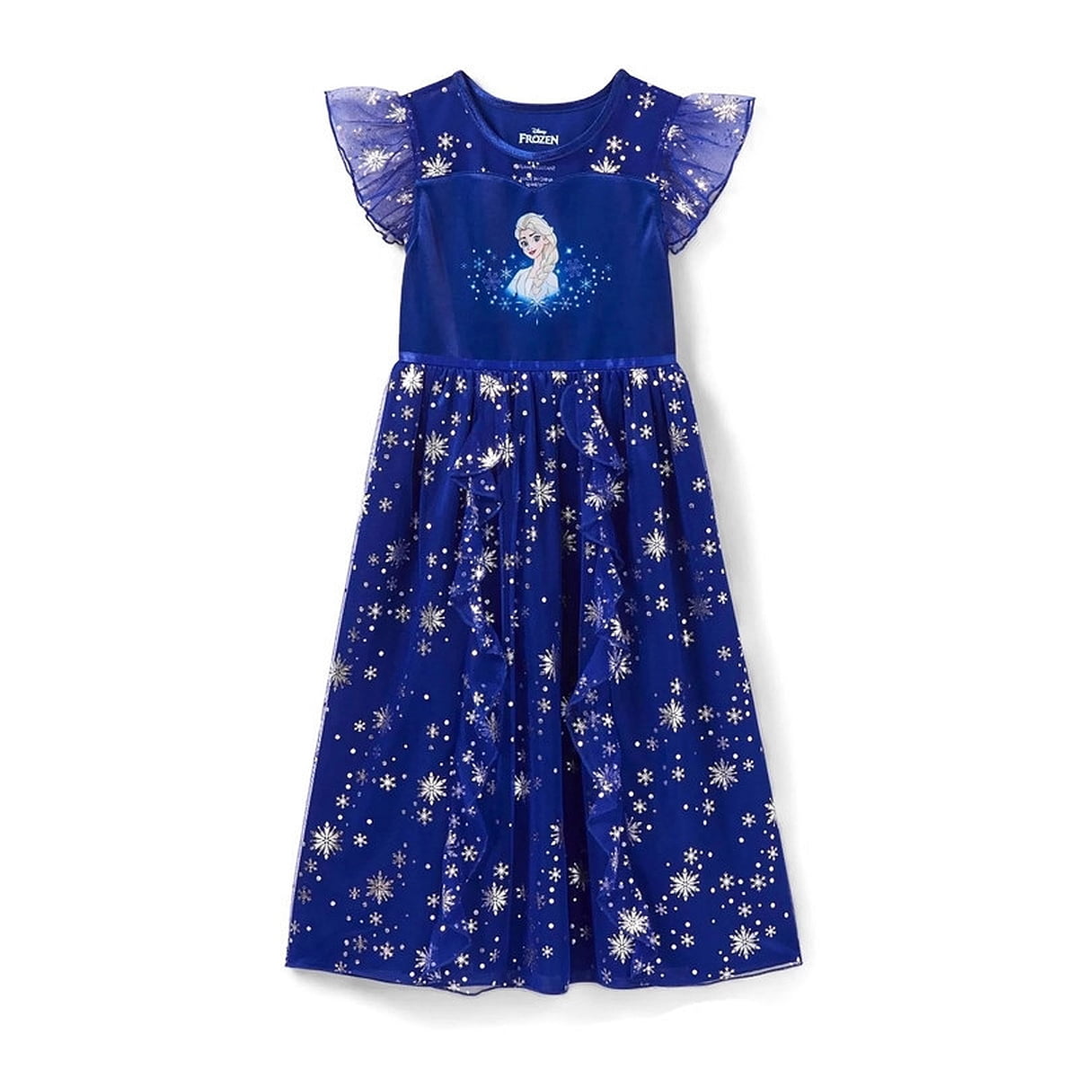 Disney Frozen Elsa Silver Foil Snowflakes Dark Blue Nightgown, Size M 8 -  Walmart.com