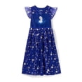 thumbnail image 1 of Disney Frozen Elsa Silver Foil Snowflakes Dark Blue Nightgown, Size M 8, 1 of 1