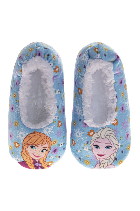 Disney Frozen Elsa Slippers for Girls, Elsa Design Comfortable Cozy Indoor Soft (Toddler Little Kid), Blue, Size: 9-10