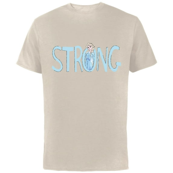 Disney Frozen Elsa Strong - Short Sleeve Cotton T-Shirt for Adults - Customized-Natural