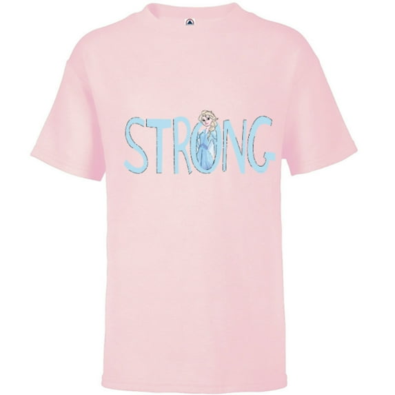 Disney Frozen Elsa Strong - Short Sleeve T-Shirt for Kids - Customized-Soft Pink
