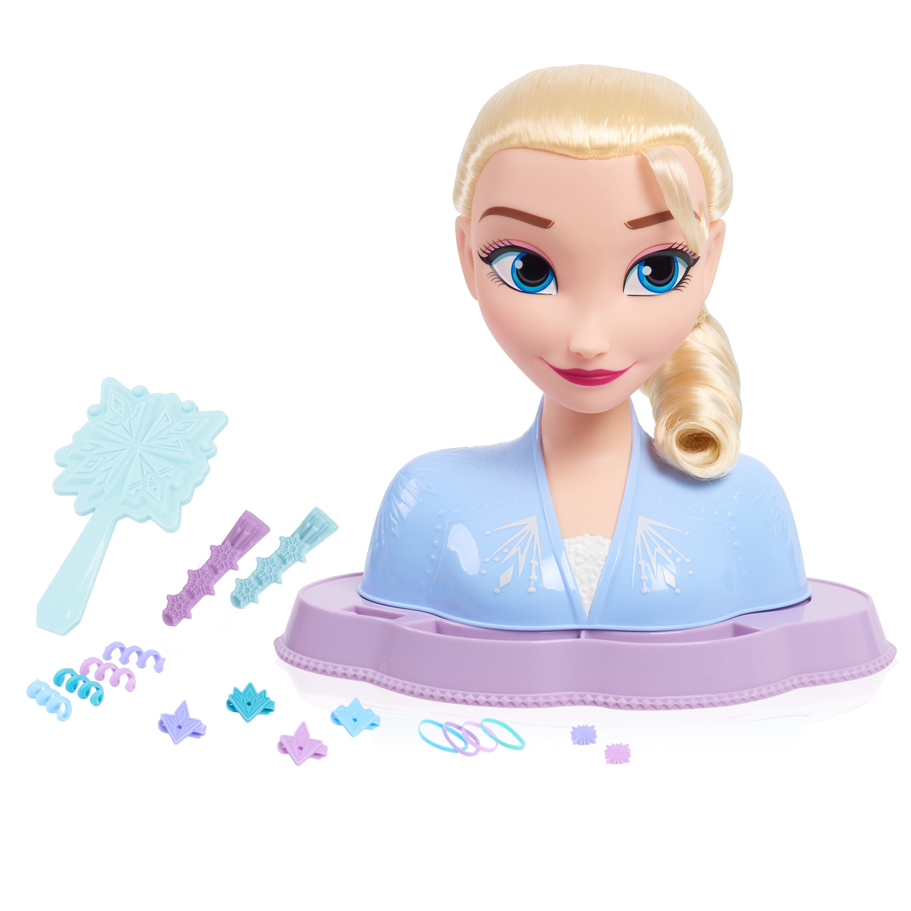 Disney Frozen Elsa Styling Head, Blonde Hair, 14 Piece Pretend Play Set