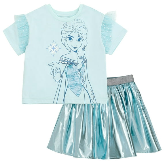 Disney Frozen Elsa T-Shirt and Skirt Iridescent Toddler to Big Kid