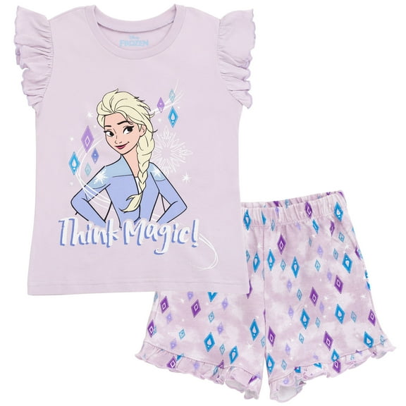 Disney Frozen Elsa Tank Top and French Terry Shorts Outfit Set Toddler to Little Kid