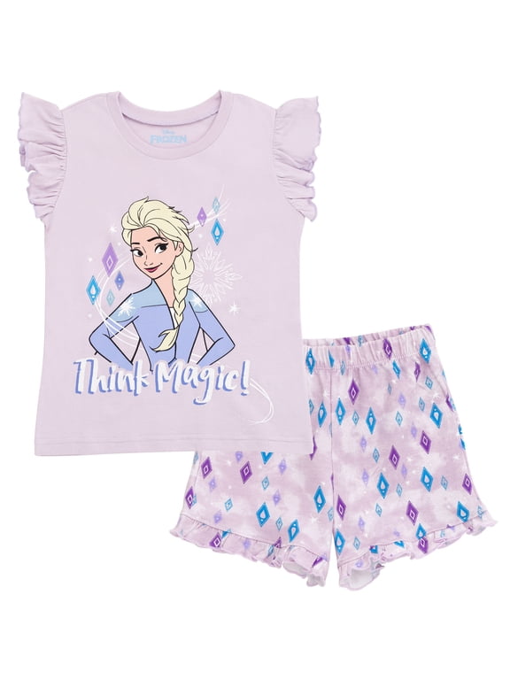 Frozen Toddler Girls' Sleeveless 2-Piece Tank Top and Shorts Set Lavender Elsa