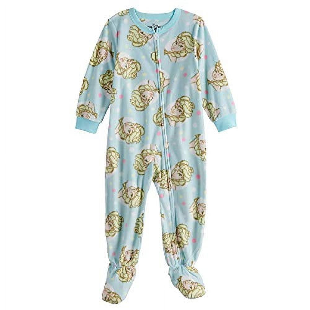 Disney Frozen Elsa Toddler Girl's Blue Polka Dot Fleece Footed Pajama