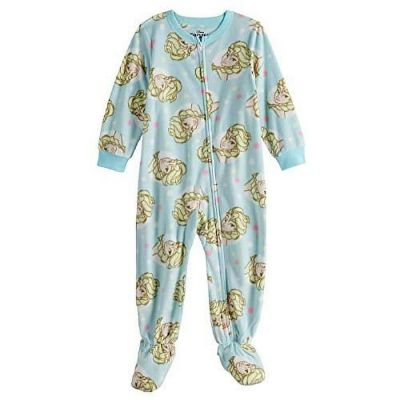 Disney Frozen Elsa Toddler Girl's Blue Polka Dot Fleece Footed Pajama Sleeper, Size 3T
