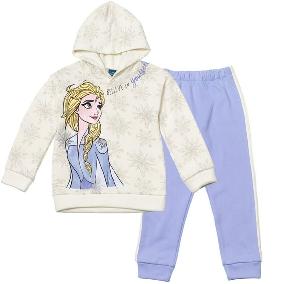 Disney Frozen Elsa Toddler Girls Fleece Pullover Hoodie and Pants Outfit Set Toddler to Little Kid