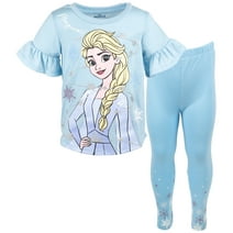 Disney Frozen Elsa Toddler Girls T-Shirt and Leggings Outfit Set Toddler to Big Kid