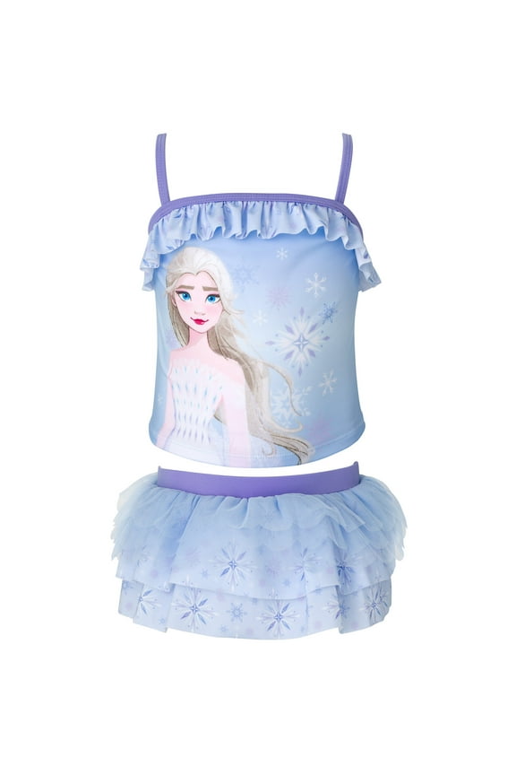 Frozen Elsa UPF 50+ Tankini Top and Bikini Bottom Swim Set Toddler to Little Kid