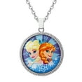 thumbnail image 1 of Disney Frozen Girls' Elsa and Anna Pendant Necklace, 16" + 2" Adjustable Chain, 1 of 4