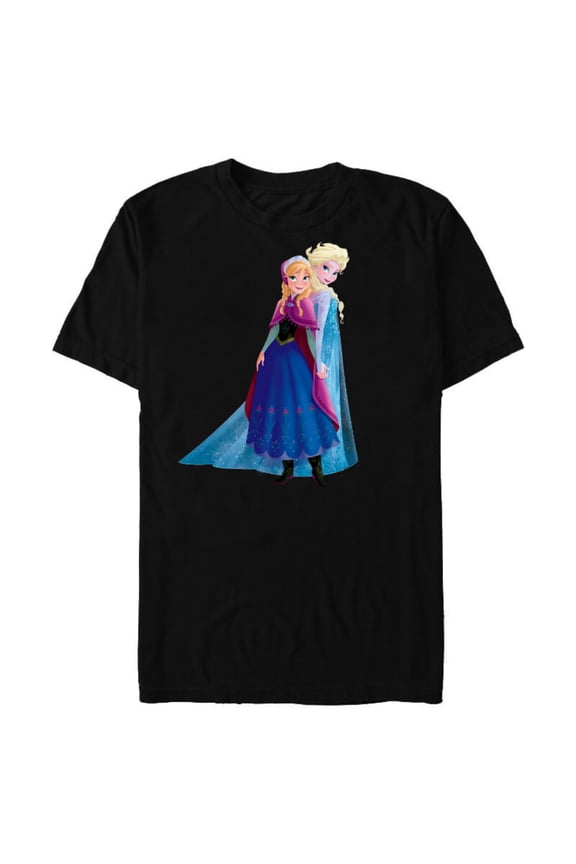 Frozen Elsa and Anna Sisters T-Shirt- Short Sleeve Blended T-Shirt for Adults - Customized-Black