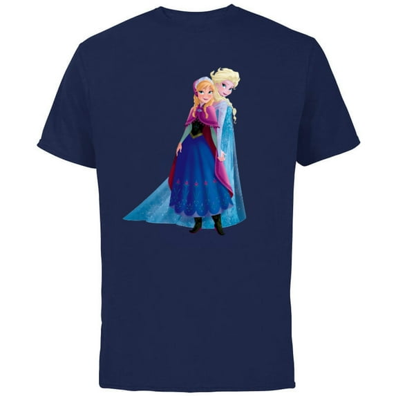 Disney Frozen Elsa and Anna Sisters T-Shirt - Short Sleeve Cotton T-Shirt for Adults - Customized-Navy