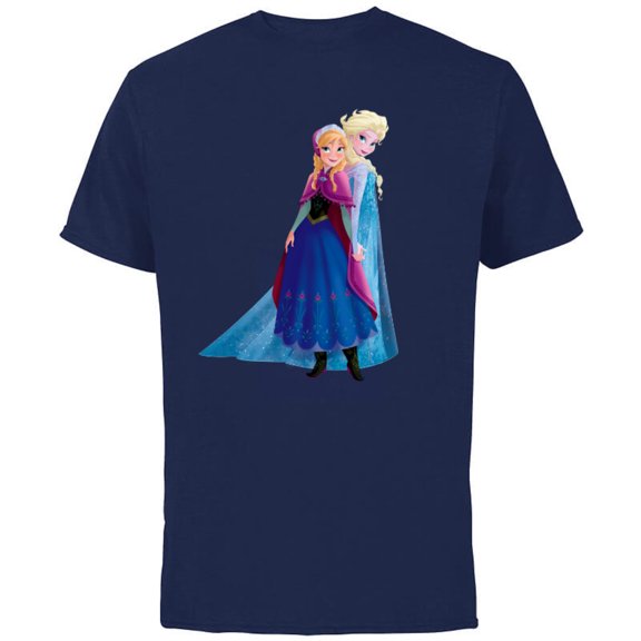 Disney Frozen Elsa and Anna Sisters T-Shirt - Short Sleeve Cotton T-Shirt for Adults - Customized-Navy