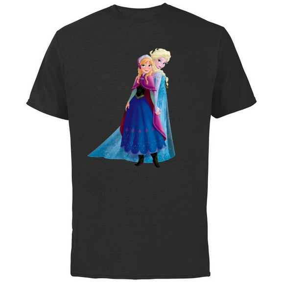 Disney Frozen Elsa and Anna Sisters T-Shirt - Short Sleeve Cotton T-Shirt for Adults - Customized-Black