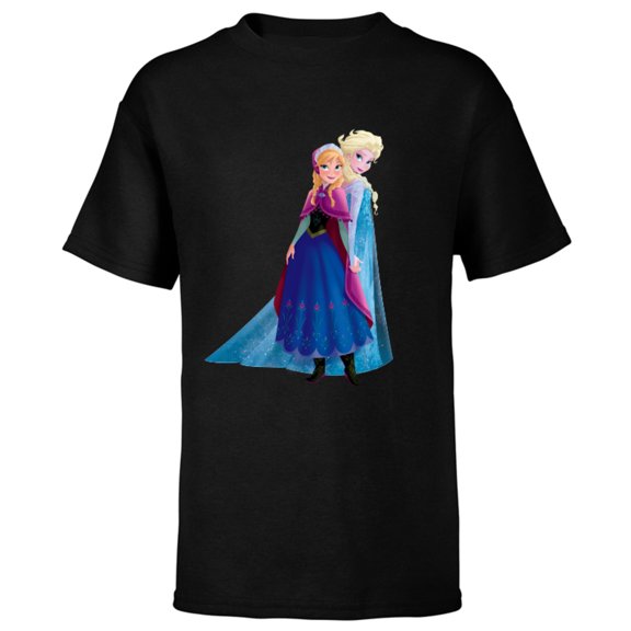 Disney Frozen Elsa and Anna Sisters T-Shirt - Short Sleeve T-Shirt for Kids - Customized-Black