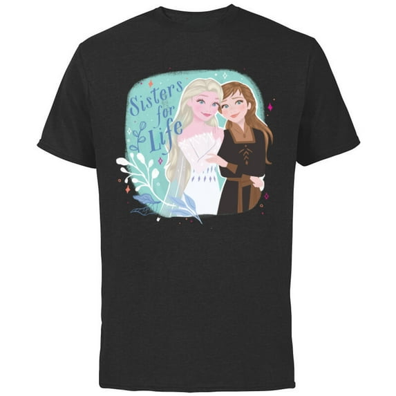 Disney Frozen Elsa and Anna Sisters for Life - Short Sleeve Cotton T-Shirt for Adults - Customized-Black