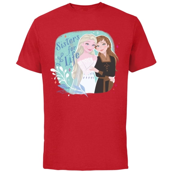 Disney Frozen Elsa and Anna Sisters for Life - Short Sleeve Cotton T-Shirt for Adults - Customized-Red