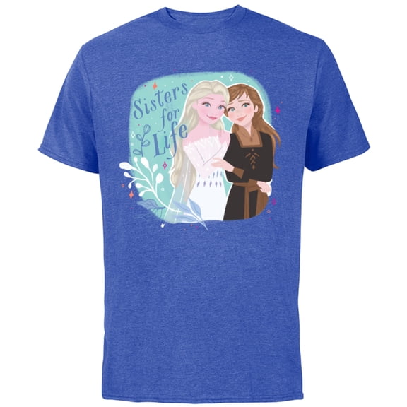 Disney Frozen Elsa and Anna Sisters for Life - Short Sleeve Cotton T-Shirt for Adults - Customized-Royal Heather