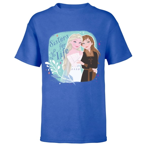 Disney Frozen Elsa and Anna Sisters for Life - Short Sleeve T-Shirt for Kids - Customized-Royal