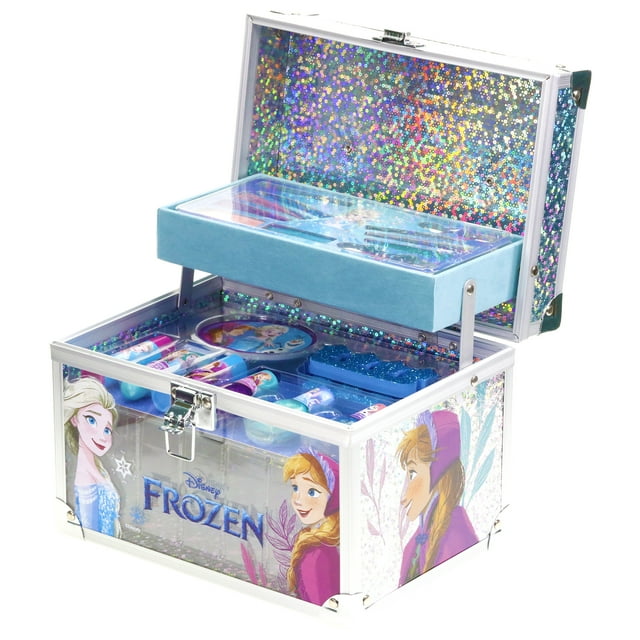 Disney Frozen Elsa and Anna Train Case Pretend Play Cosmetic Set- Kids Beauty, Toy, Gift for Girls, Ages 3+ by Townley Girl