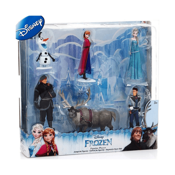 Disney Frozen Figurine Playset Cake Topper 6-Piece Character Set Featuring Elsa, Anna, Olaf, Kristoff, Sven & Hans
