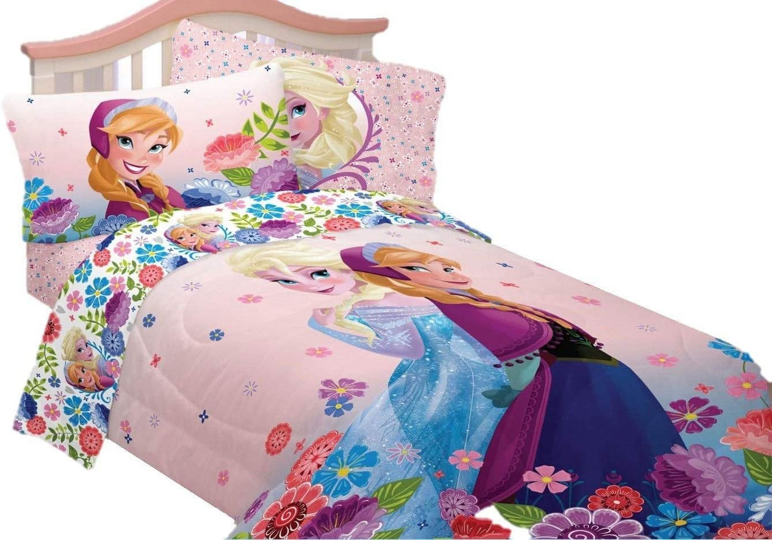 Disney Frozen Floral Breeze Twin Full Pink Reversible Bedding Comforter, 1 Each - image 1 of 2